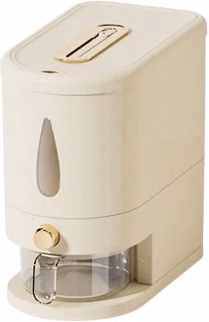 NESTLUNE 5kg Airtight Rice Dispenser and Sealed Grain Storage Box in Beige, H 100 cm x W 15 cm