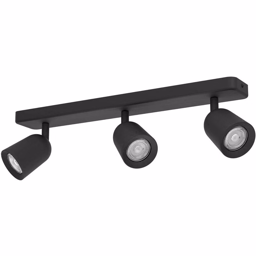 Loops Modern Black Triple LED Ceiling Spotlight with Adjustable GU10 Bulbs – 2
