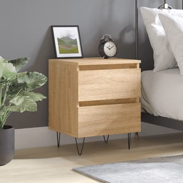 Berkfield Home Sonoma Oak Bedside Cabinet in Brown, W: 40 cm, D: 35 cm, H: 50 cm