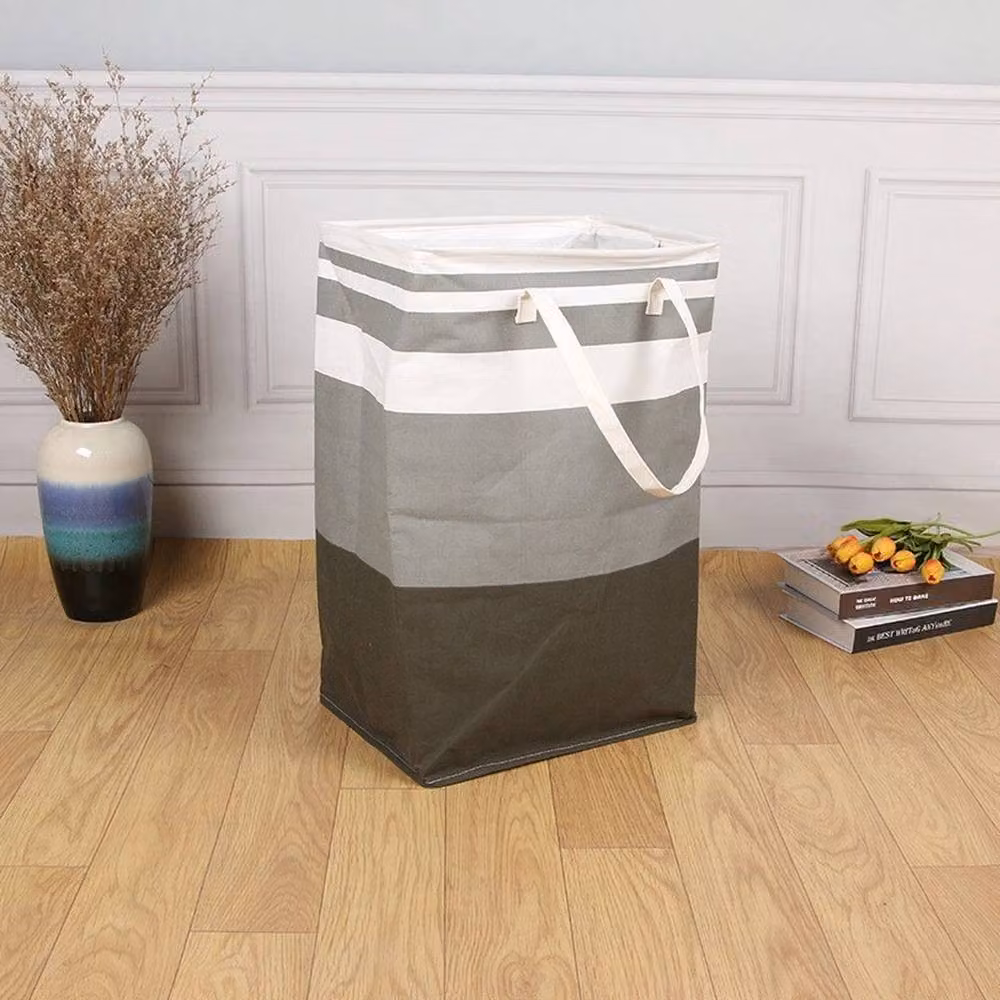NESTLUNE Pack of 2 Collapsible Fabric Laundry Baskets with Handles in Black and Grey – 3