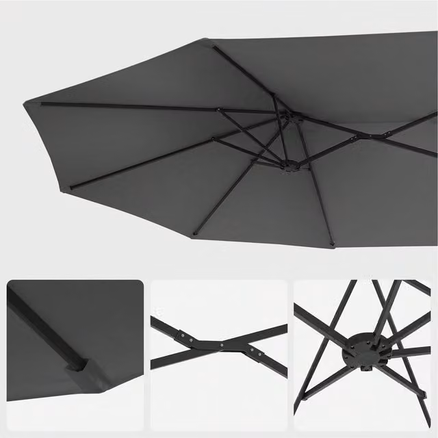 SONGMICS Double-Sided Cantilever Garden Parasol Umbrella in Grey with UPF 50 Polyester Canopy