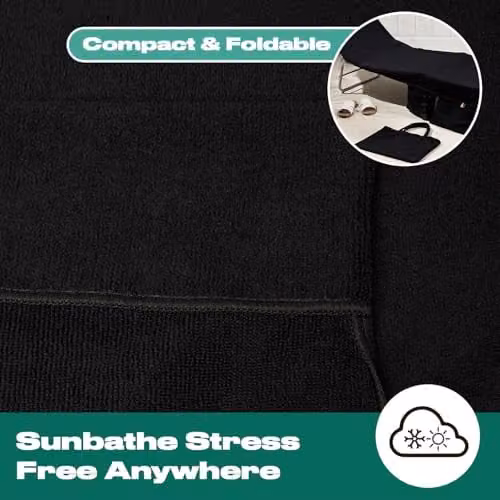 OHS Microfibre Quick Drying Absorbent Beach Towel with Bag, Black – 4