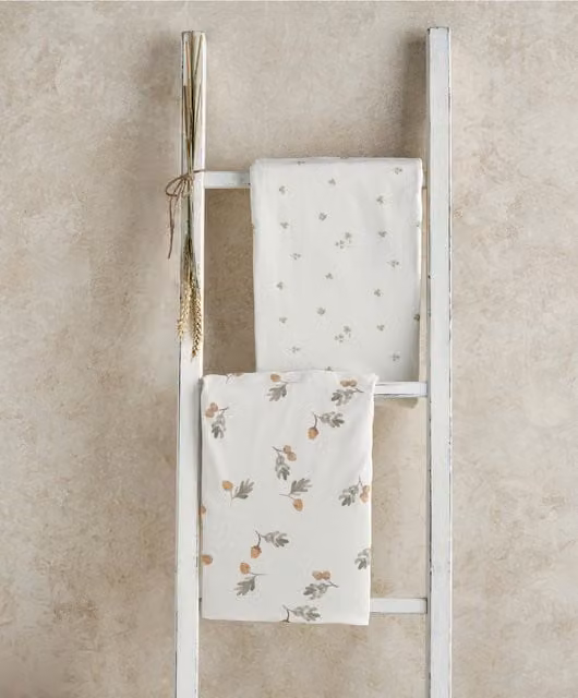 Mamas & Papas Pack of 2 Cotton Jersey Cotbed Fitted Sheets in Green, White and Multicolour Floral Nature Print