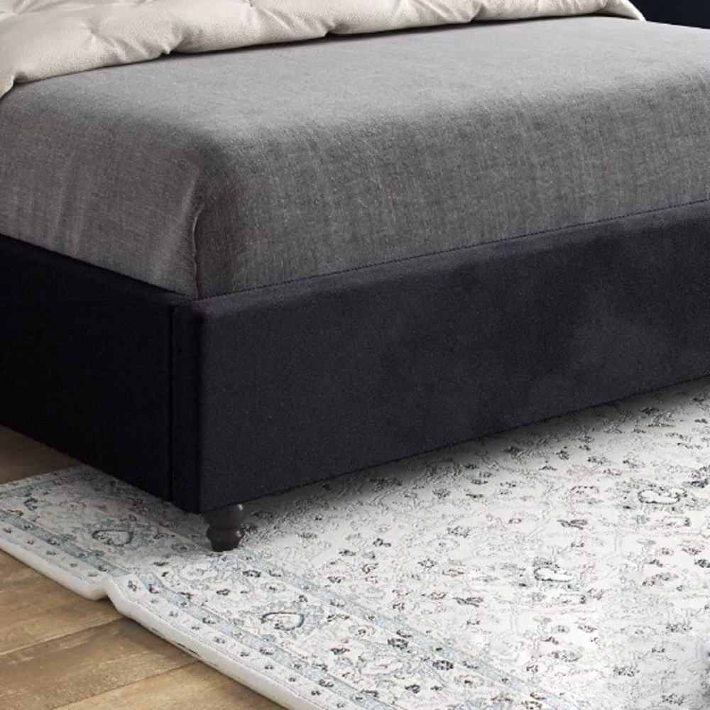 Casani Thwaite Small Single Upholstered Designer Bed Frame in Black Soft Velvet – 5