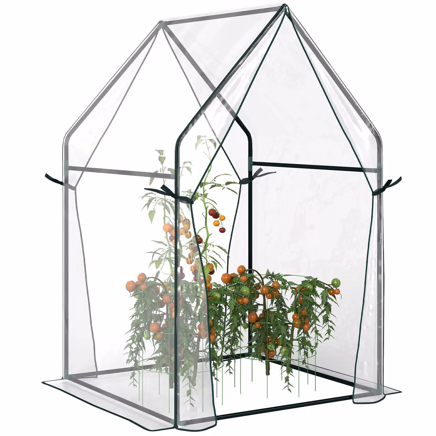 OUTSUNNY Transparent Tomato Greenhouse with 2 Zipped Doors and Steel Frame – 2