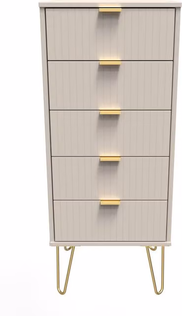 2 U Bexley 5 Drawer Tall Bedside Chest in Taupe