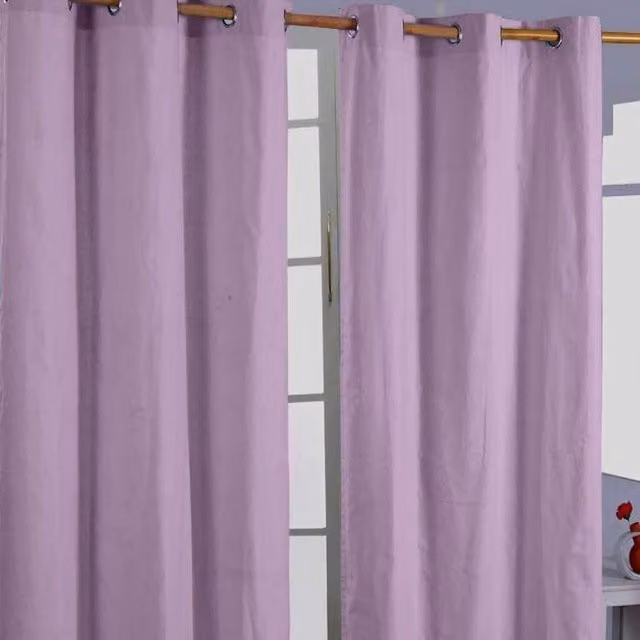 Homescapes Plain Cotton Eyelet Curtain Pair in Purple, Height: 228 cm, Width: 137 cm