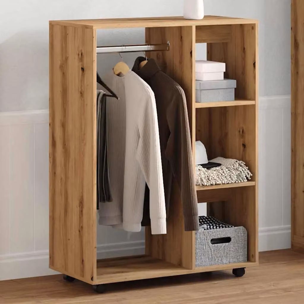 Berkfield Home Artisan Oak Wardrobe in Brown, W/D/H: 80 x 40 x 110 cm – 4