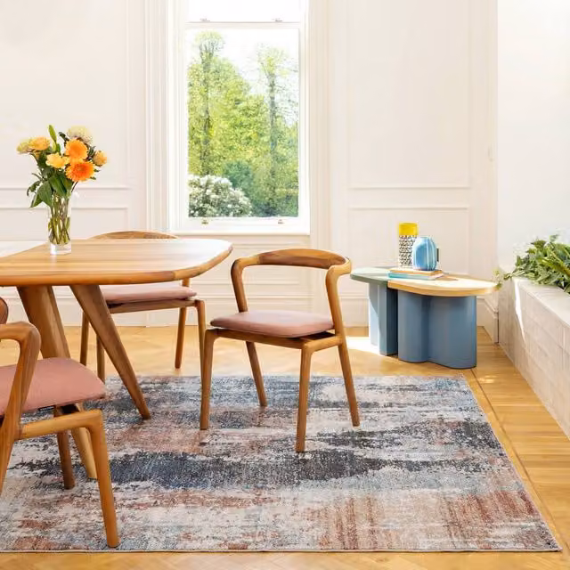 Kukoon Abstract Multi Colour Blue and Grey Machine Washable Soft Area Rug W/D/H: 120 x 170 x 1.2 cm