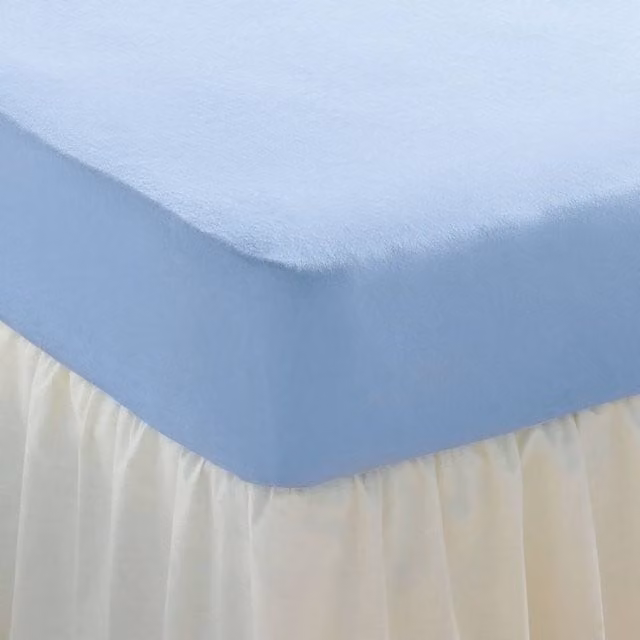 Chums Blue Stretch Terry Fitted Sheet for Adults, W: 150 cm x D: 200 cm