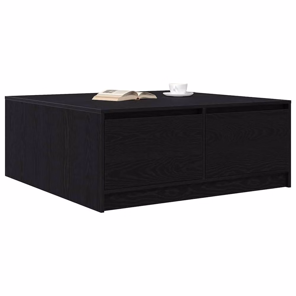 Berkfield Home Black Oak Coffee Table with Drawers W/D/H: 100 x 100 x 40 cm – 2