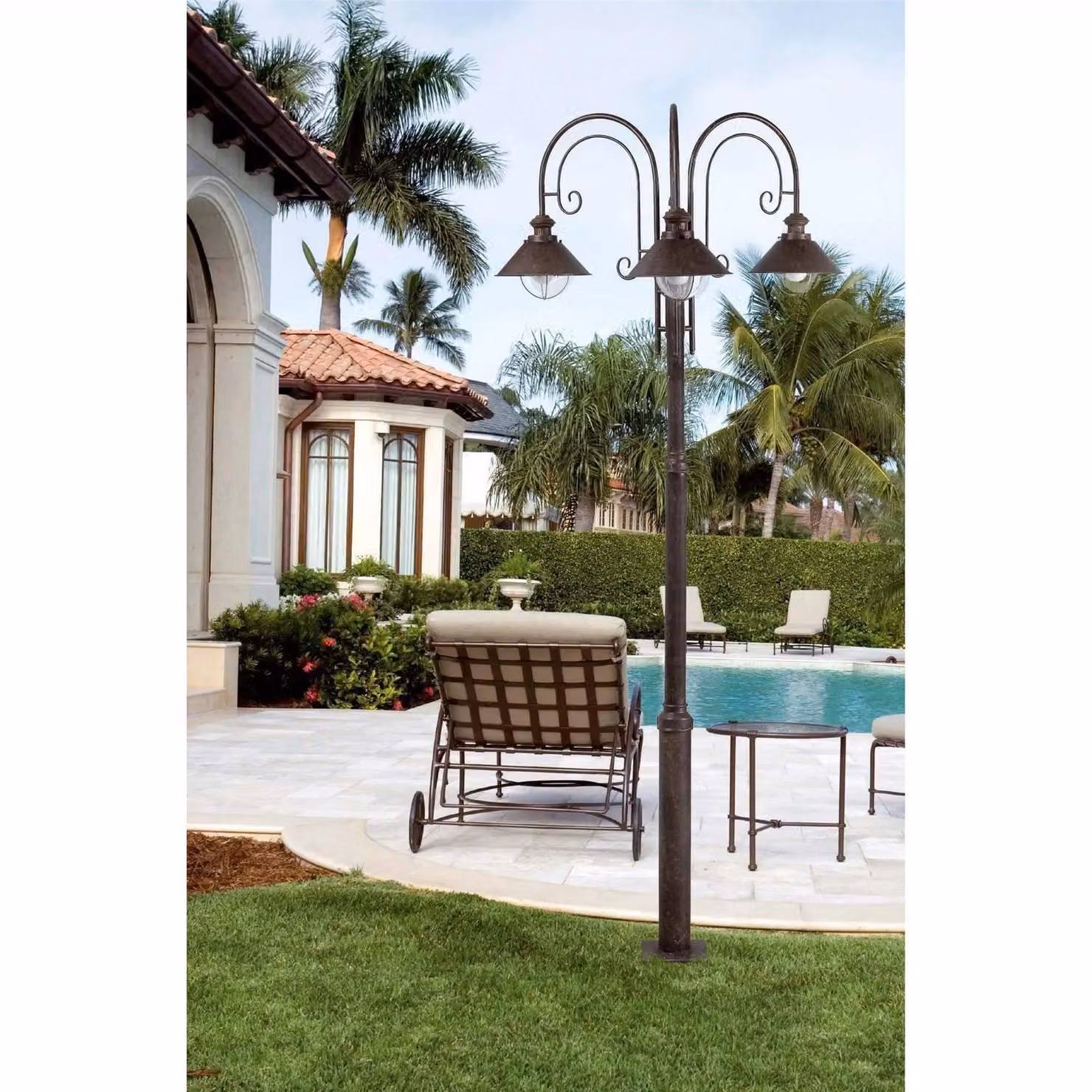 Netlighting Nautica 3 Light Garden Lamp Post in Brown with E27 Sockets – 3