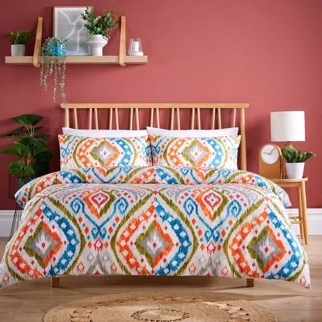 NewEdgeBlinds Graphic Modern Duvet Cover in Multicolour Blue, 140 x 200 cm