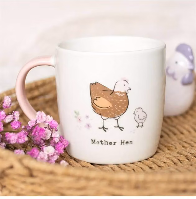KDMD Mother Hen Ceramic Mug in White