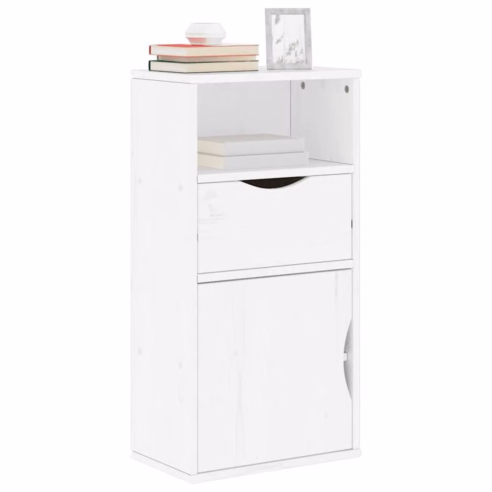 Berkfield Home ODDA Side Cabinet with Drawer in White Solid Wood Pine, W/D/H: 40 x 24 x 79 cm – 2