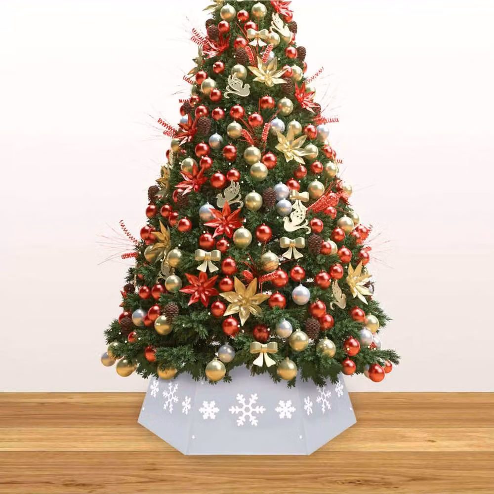 Berkfield Home Christmas Tree Skirt in Silver and White, Diameter: 68 cm, Height: 25 cm – 3
