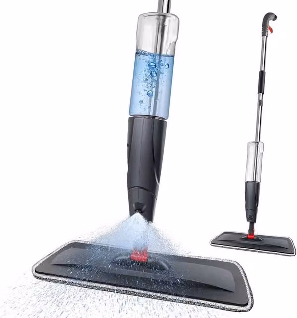 EONLION Black Spray Mop with 700ml Tank and Microfibre Flat Mop, Height: 100 cm – 1