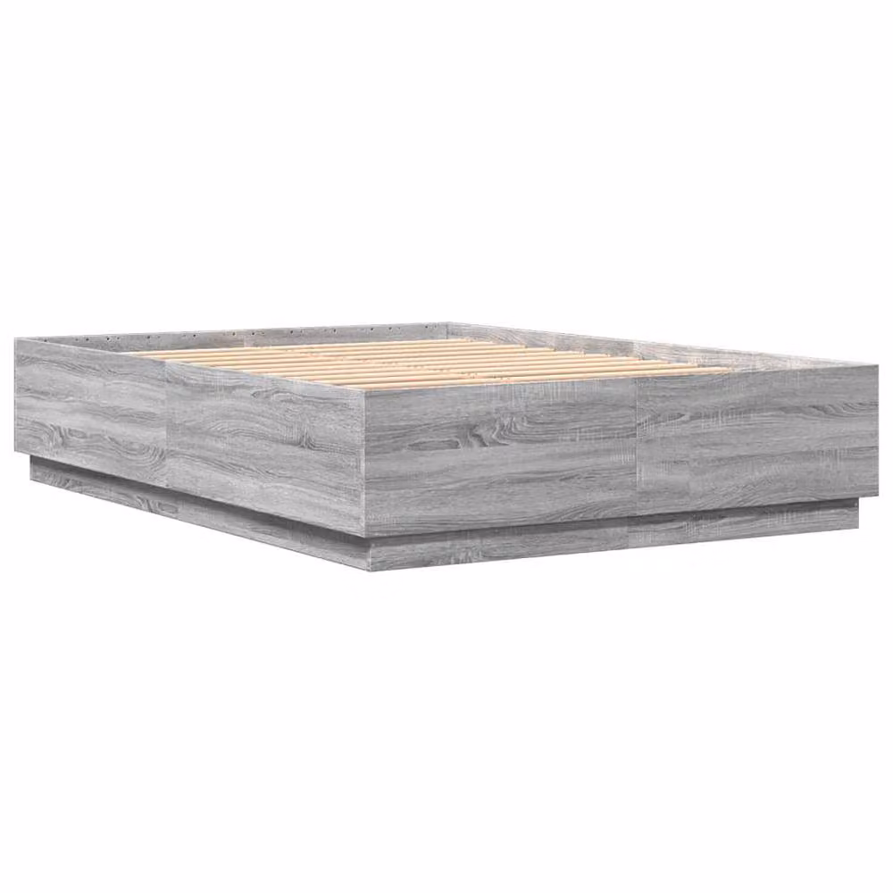 Berkfield Home King Size Bed Frame in Grey Sonoma with LED Under-Bed Lighting and USB Charging Port, W/D/H: 150 x 200 cm – 3