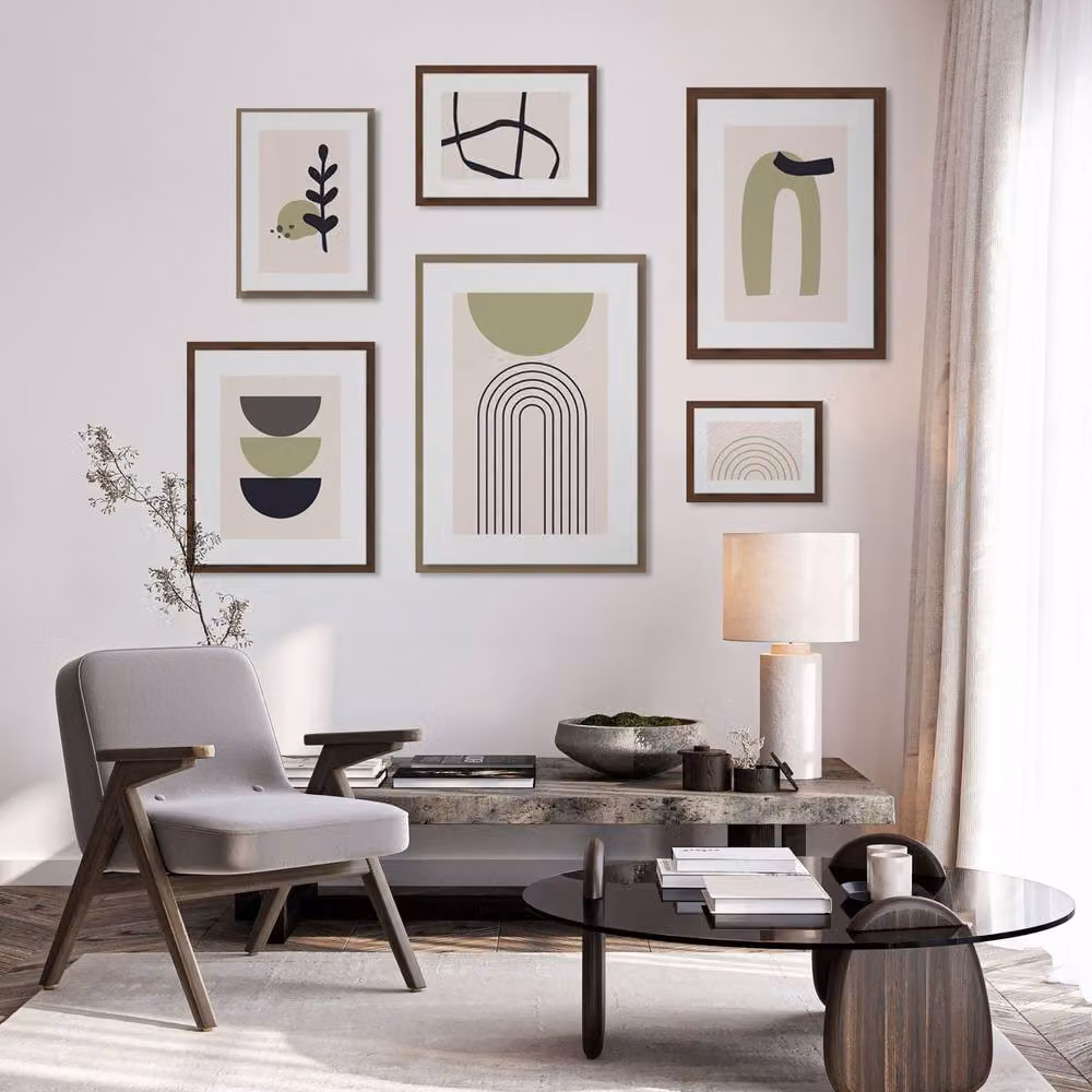 Nielsen Design Velino A2 Picture Frame with Abstract Geometric Poster Print, Brown Wood and Glass, W: 42 cm, H: 59.4 cm – 2