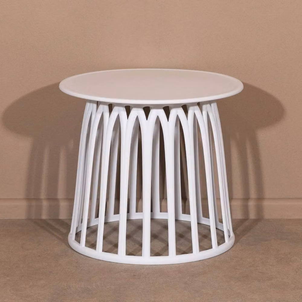 PAWNORA Round Plastic Garden Side Table in Optic White, W/D/H: 49.5 x 49.5 x 44 cm – 2