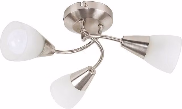 ValueLights Ricardo 3 Way Up and Down Ceiling Light in Brushed Chrome and Silver with Glass Shades