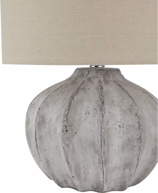KDMK Rustic Elegance Flute Table Lamp in Stone and Beige