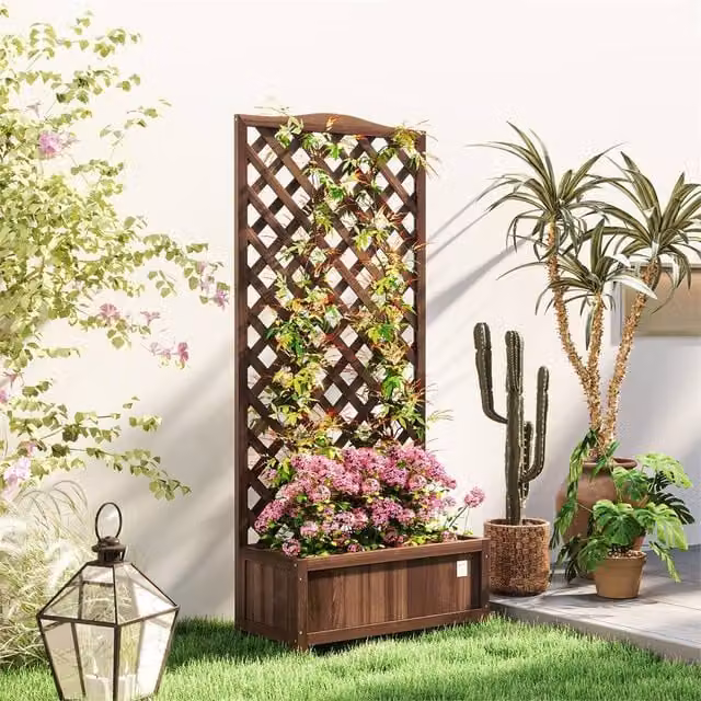 EONLION Brown Wooden Raised Garden Planter Box, W/D/H: 170 x 36 x 76 cm – 1