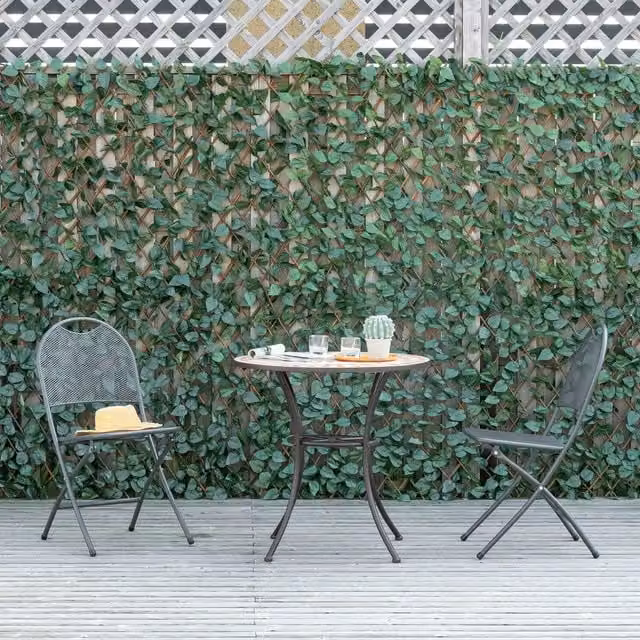 Outsunny 4 Piece Expandable Artificial Plant Trellis Fence, Green, W/H: 200 x 100 cm