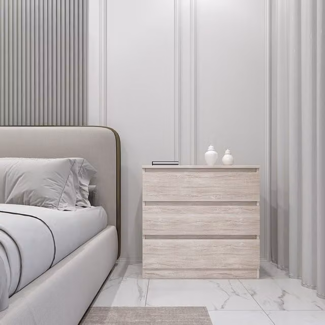 Seconique Malvern 3 Drawer Chest in White and Grey