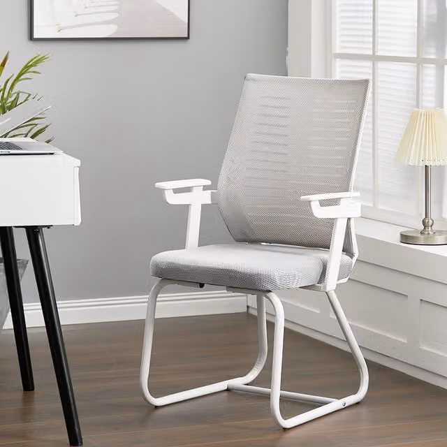 Livingandhome Modern Ergonomic Fabric Office Chair with Armrests in Grey