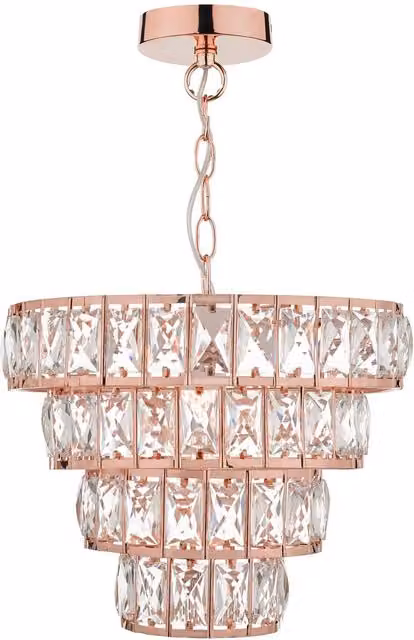 Där Lighting Yvella Pendant Light in Polished Copper and Brown Crystal