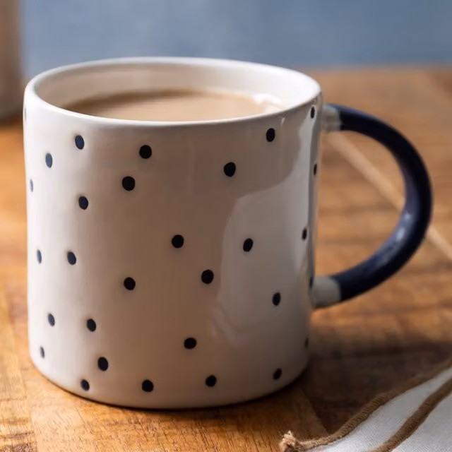Mikasa Dotted Stoneware Mug with White and Blue Spot Print, 390ml