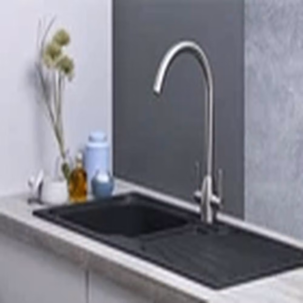 EONLION Black Reversible Inset Kitchen Sink with Waste Kit, W: 86.0 cm, D: 43.5 cm – 3
