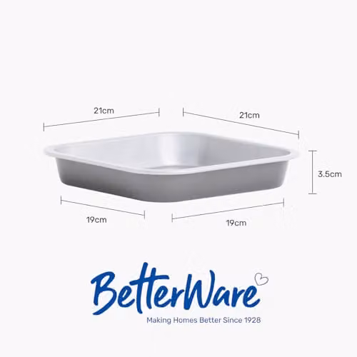 BetterWare Non-Stick Carbon Steel Air Fryer Cake Tin Set of 2, Silver and Grey, W: 19 cm – 7
