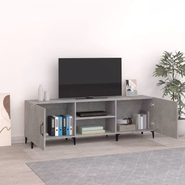 Berkfield Home Modern TV Cabinet in Concrete Grey, W/D/H: 150 x 30 x 50 cm