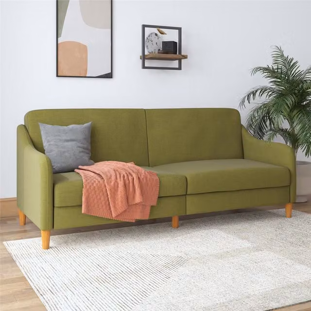 Dorel Home Jasper Mid-Century Green Linen Coil Sofa Bed