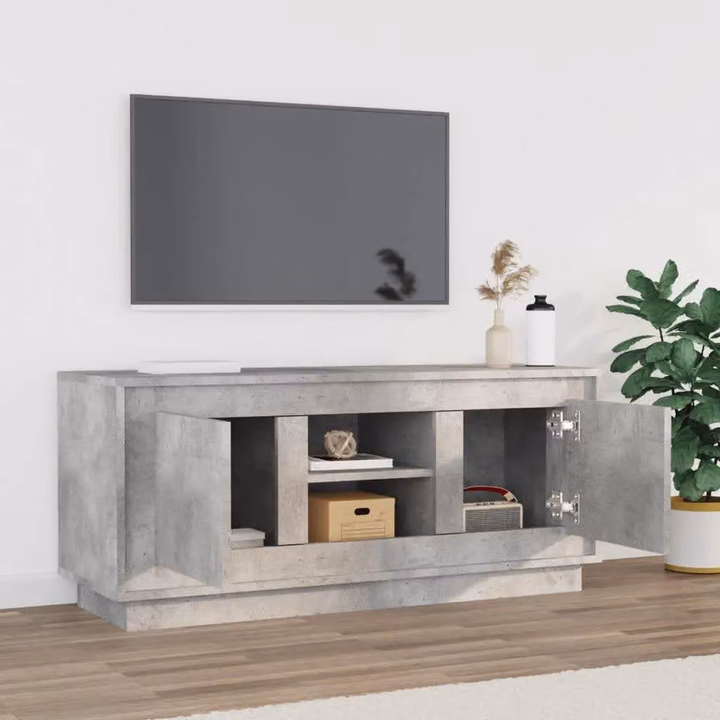 Berkfield Home Industrial TV Cabinet in Concrete Grey, W/D/H: 102 x 35 x 45 cm – 2
