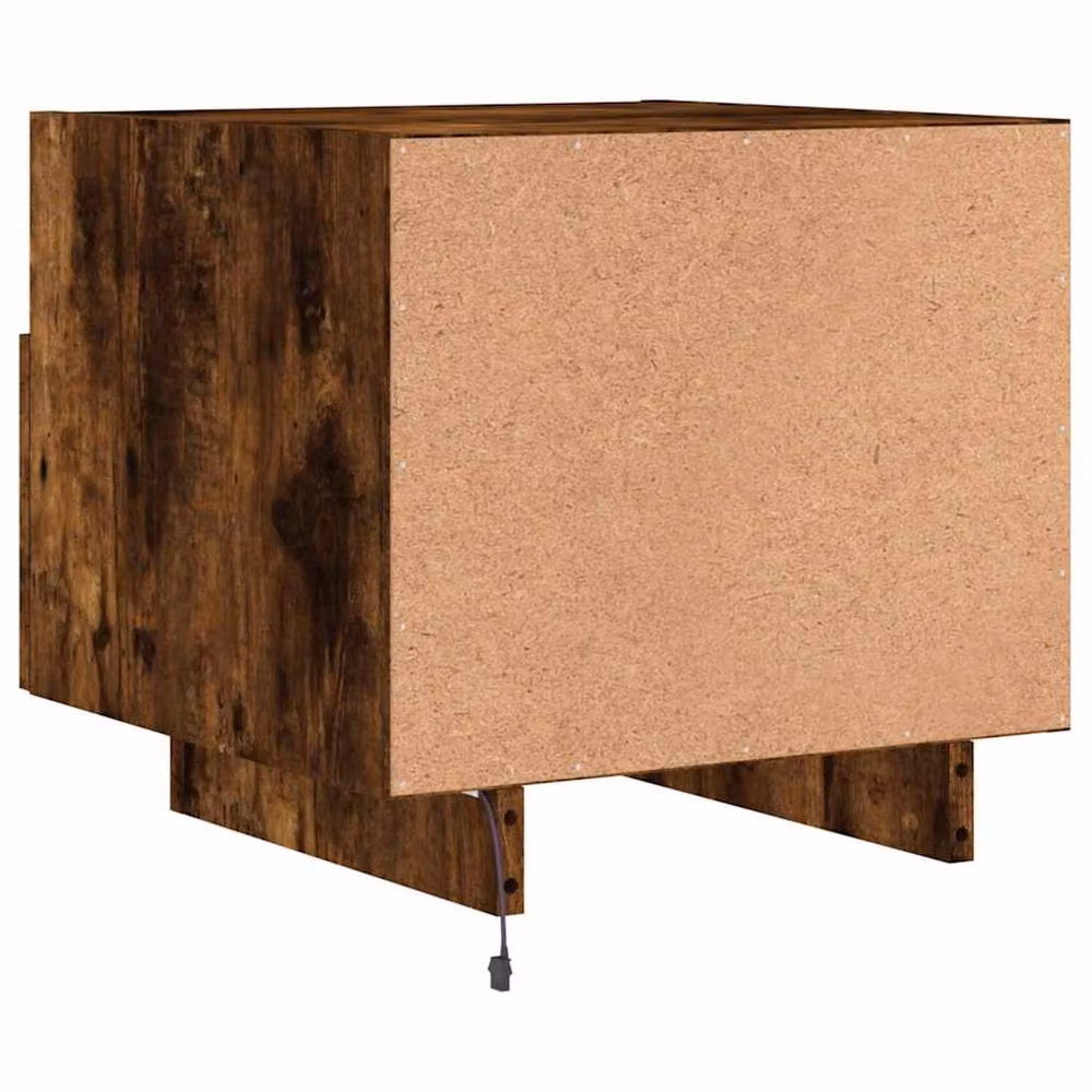 Berkfield Home Bedside Cabinet with Integrated LED Lights in Smoked Oak Brown, W/D/H: 40 x 39 x 37 cm – 7