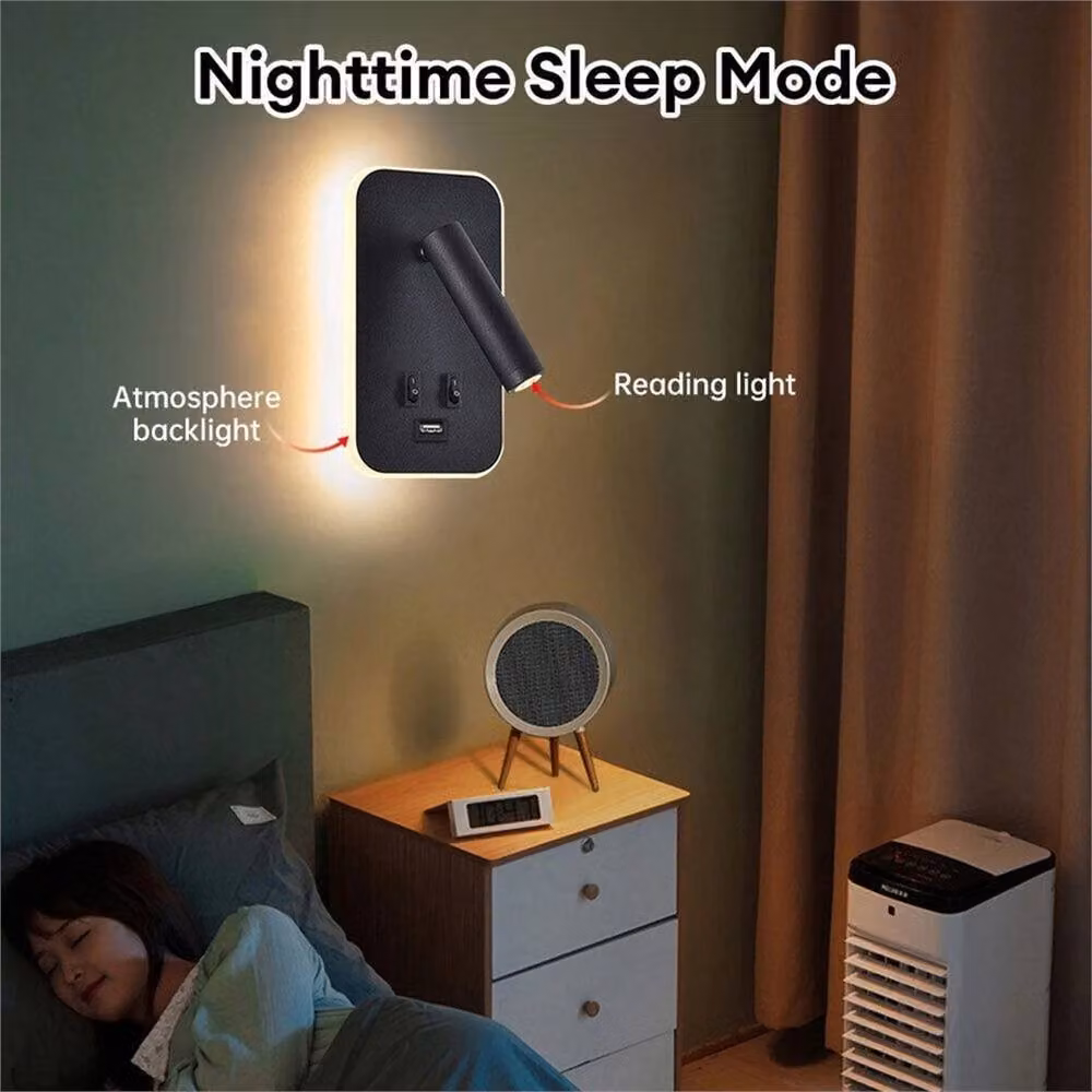 VOGREX Black LED Reading Lamp Wall Light for Bedroom and Bedside Sconce with Warm White Light – 5