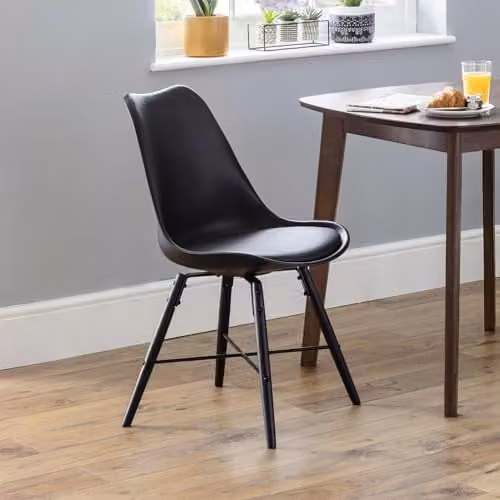 Julian Bowen Kari Black Wood and Synthetic Leather Dining Chairs Set of 2, W/D/H: 54 x 48 x 83 cm – 1