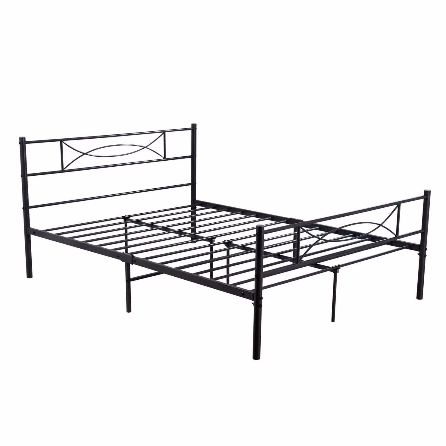 Home Source Grey Metal Small Double Bed and Juno Hybrid Mattress Set – 4