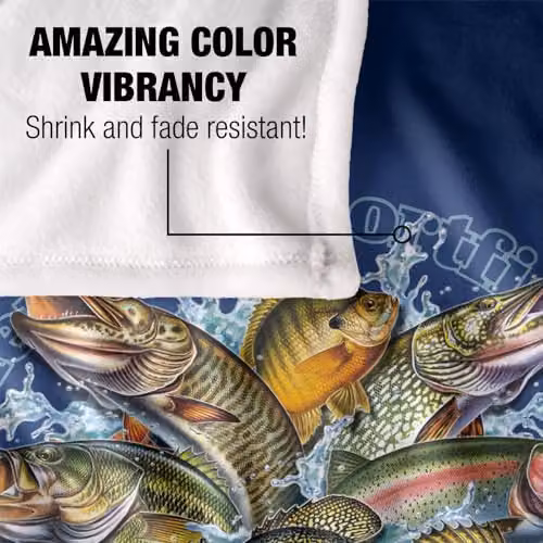 JQ Licensing American Sportfishing Freshwater Super Soft Fleece Throw Blanket, Blue Multicolour, W/D/H: 91.44 x 91.44 x 1.47 cm – 4