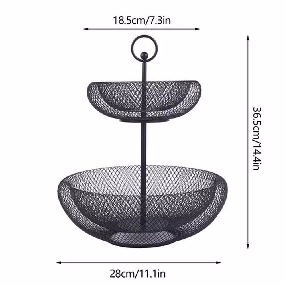 Havendro 2 Tier Metal Fruit Basket Holder and Storage Rack in Black – 2