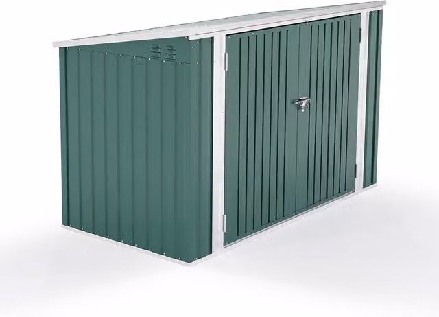 Lockable Pent Steel Garden Bicycle Storage Shed in Green