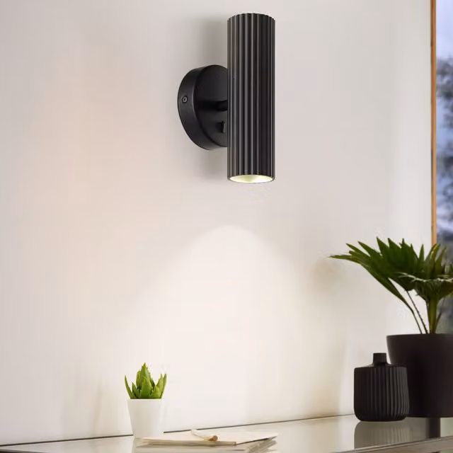 Eglo Portillo Modern LED Up and Down Wall Light in Black Aluminium and Steel – 1