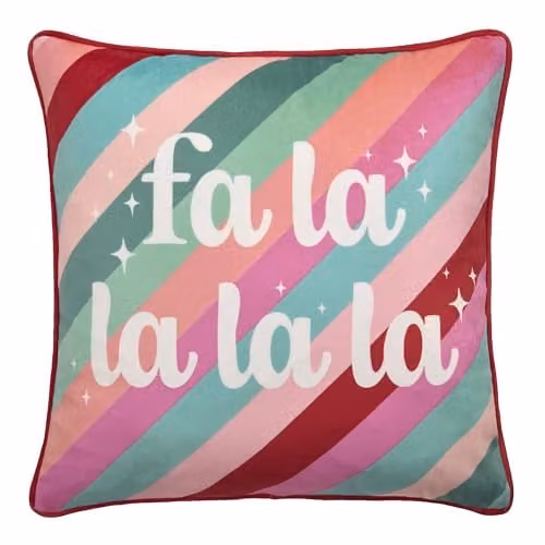 Fusion Fa La La Festive Velvet Filled Square Cushion, Multi-Coloured, W/D/H: 43 x 43 x 15 cm – 4