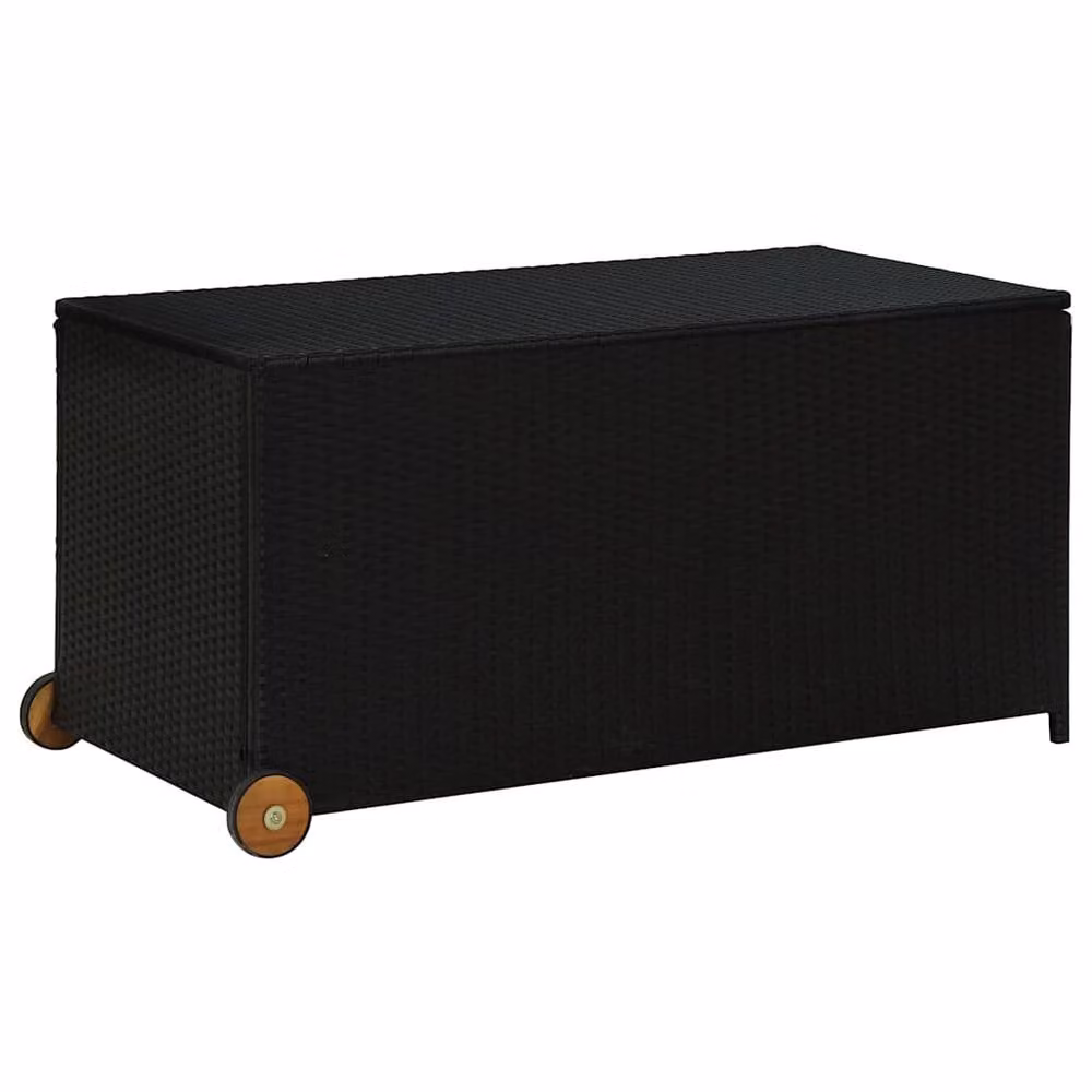 Berkfield Home Garden Storage Box in Black Poly Rattan, W/D/H: 120 x 65 x 61 cm – 2