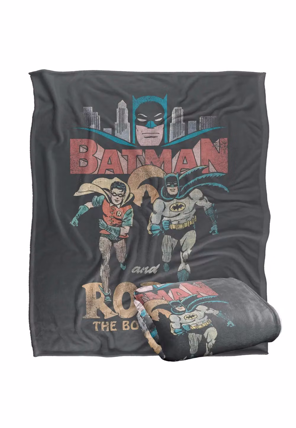 Warner Brothers Batman and Robin Classic TV Characters Officially Licensed Silky Touch Super Soft Throw Blanket, White, W: 152 cm, D: 127 cm – 2