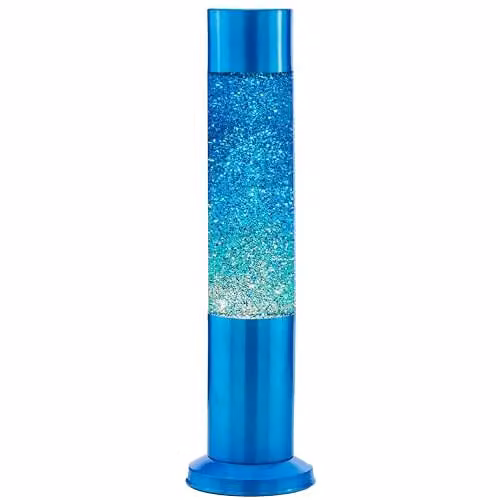 Nova Lighting Blue Glitter Tabletop Lamp with Glass and Aluminium Cylinder Design – 1