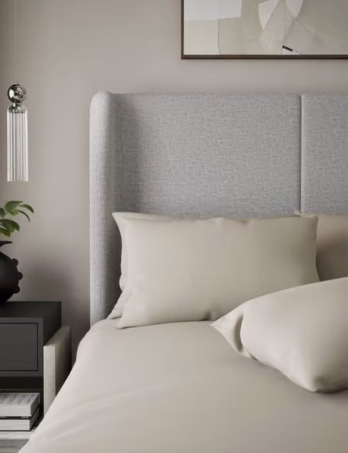 M&S x Kelly Hoppen 2 Pack 500 Thread Count Cotton Sateen Pillowcases in Beige